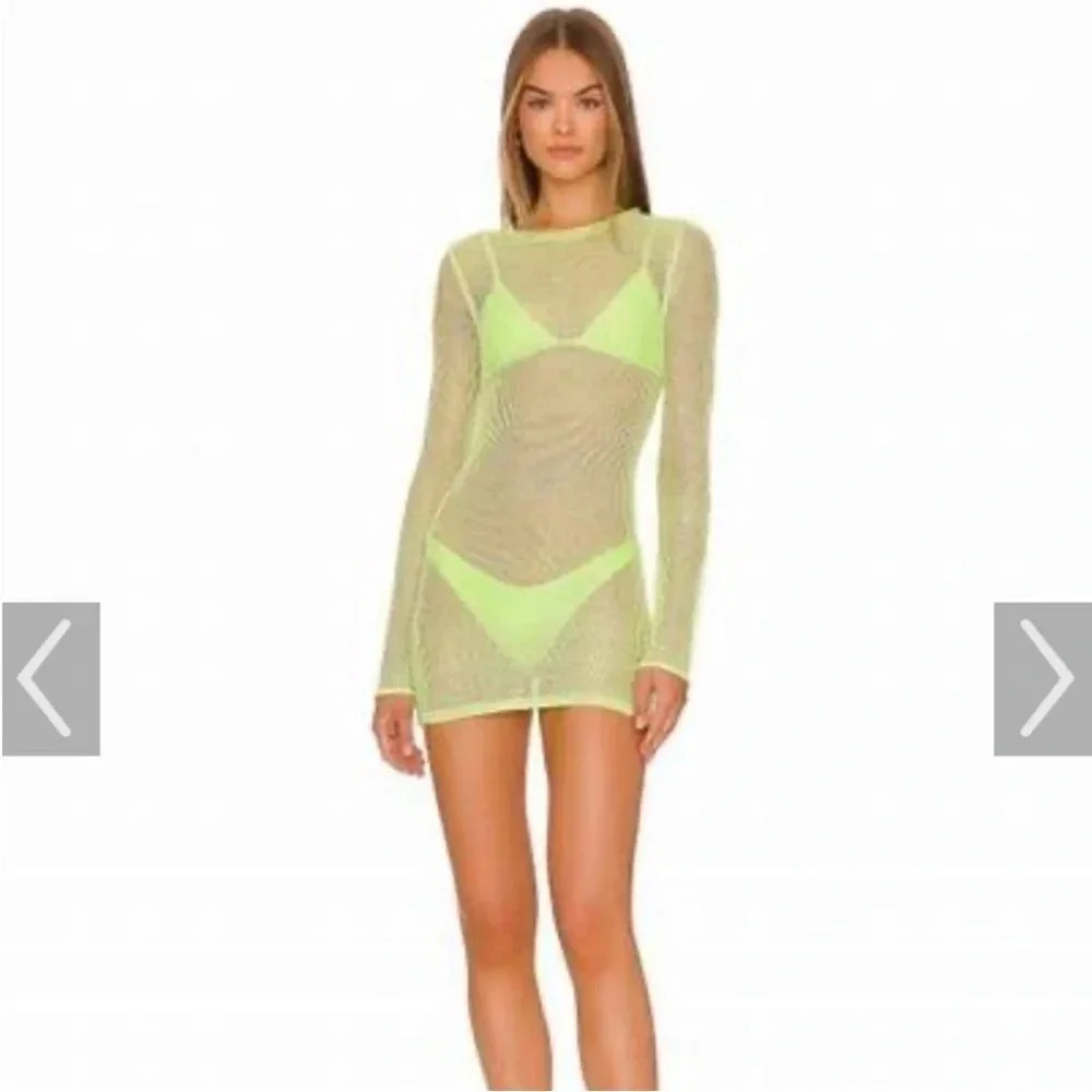 H:ours green tan mesh swim cover up